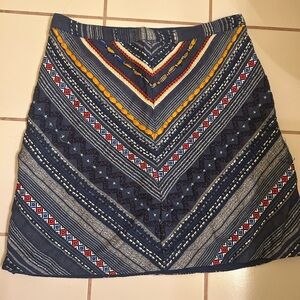 Maeve Blue and Yellow Chevron A-Line Skirt